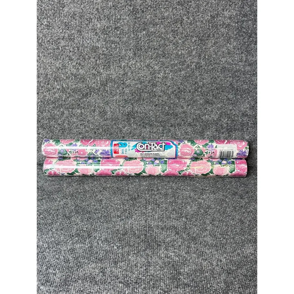 Vintage 1990s Rubbermaid Contact Paper English Roses 2 jumbo rolls 72 sf cottage